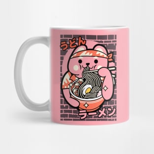 Lucky cat eating noodles Mug